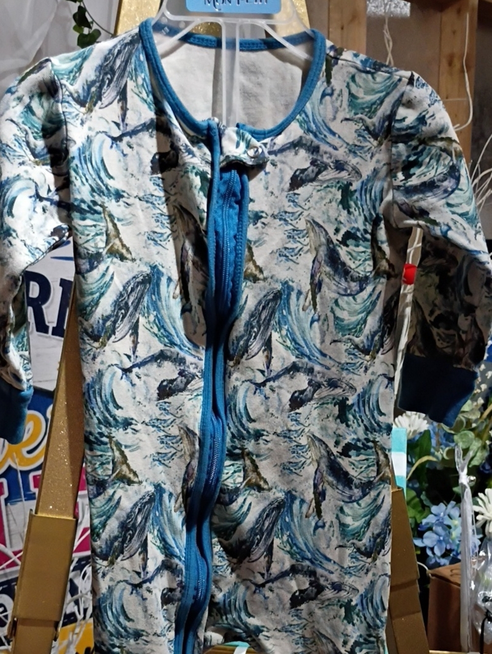 Earth Blue Whale-Print Zip Pajamas